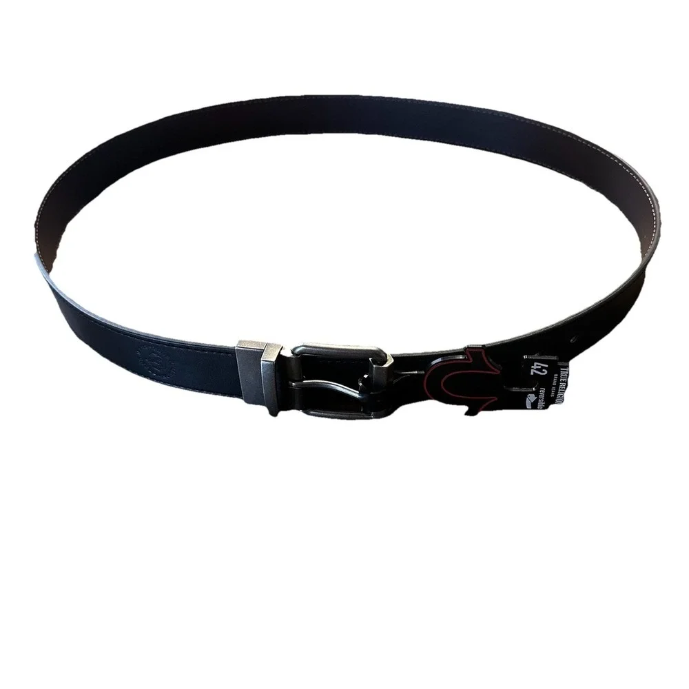 NWT True Religion Mens Chuck NQ Reversible Black Brown‎ Belt TR302846 Size 42